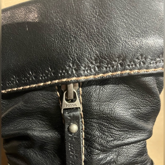 Sz 8.5 FOSSIL WOMENS LEATHER ANKLE BOOTS BLACK SILVER HARDWARE - Picture 8 of 8